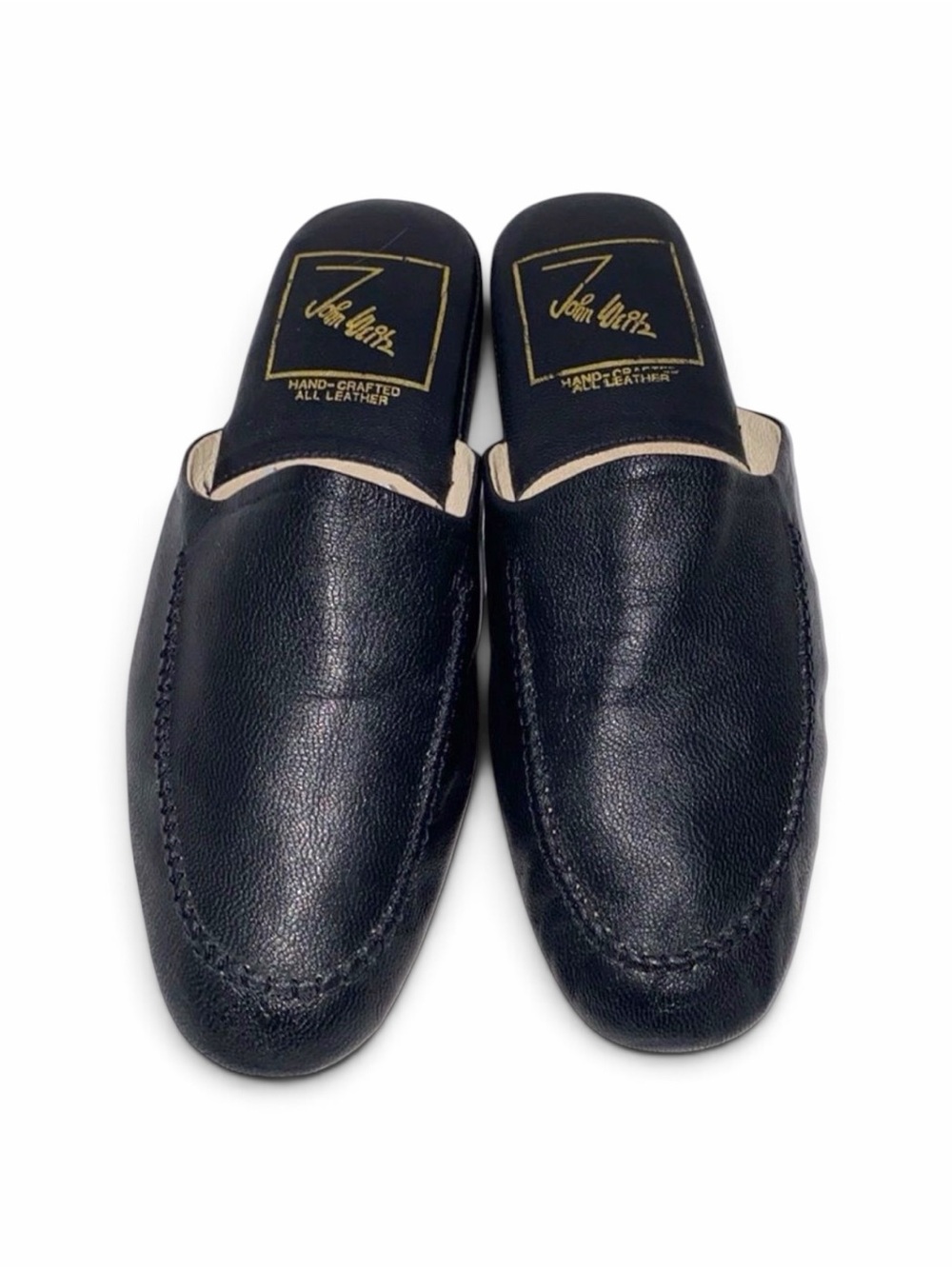 John Weitz Hand Crafted All Leather Men’s Black Slipper Size 14